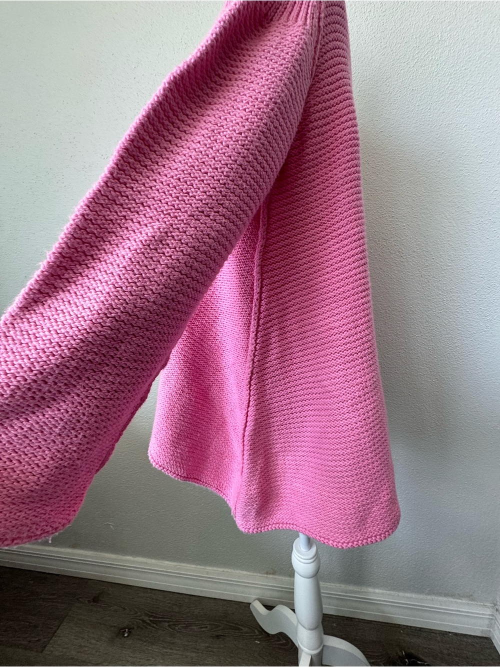 Pure Handknit Chunky Sweater Pink Pullover Loose 100% Cotton SZ M / L - Picture 6 of 15